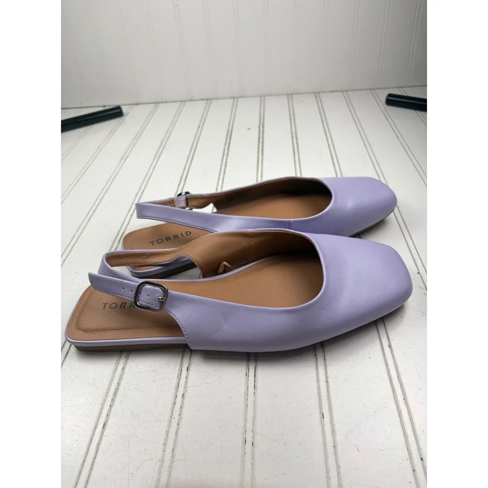 Torrid Lavender Purple Square Toe Slingback Flats Women's Size 9.5